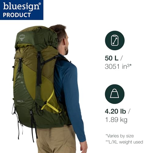 Atmos AG LT 50L Men's Backpacking Backpack (Small-Medium / Night Shift/Scoria Blue)