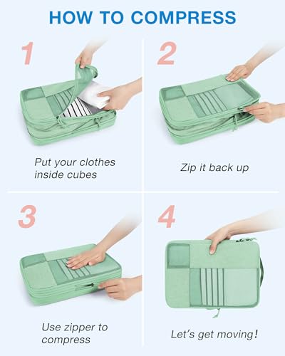 Compression Packing Cubes for Travel (Kohlrabi Green / 6 Set)