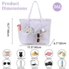 Beach Bag Waterproof Sandproof Women Beach Tote Swim Pool Bag with Zipper Wet Pocket for Gym Grocery Travel Family (Light Purple White)