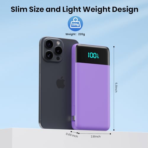 Portable Charger Power Bank for iPhone with Built (Purple)