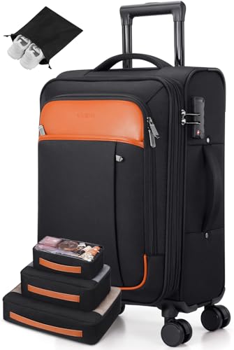 Softside Expandable Carry On Luggage 22x14x9 Airline Approved (Black / Carry on （20in）)