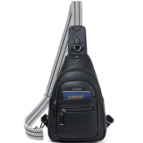 7L Sling Bag for Women Vegan Leather Crossbody Purse Chest Bags Fashionable Trendy Fanny Pack with Travel (7L / 7l-m-black)