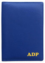 Personalized Monogrammed Cobalt Blue Leather RFID Passport Wallet (Cobalt Blue / Minimalist)