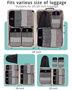 6 Set Space Saving Compression Packing Cubes Lightweight Packing Cube Black (Black / 6 Pcs(XL,L,M*2,S,laundry bag))