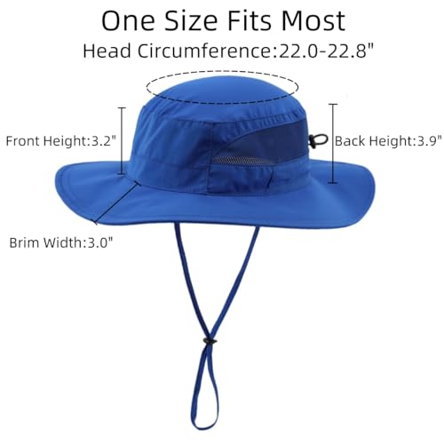 Women's Wide Brim Bucket Sun Hat Quick Dry UPF 50+ Sun Protection Fishing Hat Breathable Beach Hats Royal Blue (Large / Royal Blue)