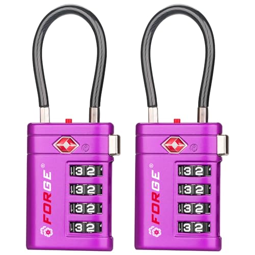 Open Alert TSA Approved Luggage Locks (Purple 2 PK)