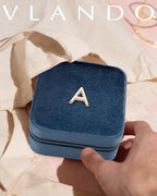 Travel Jewelry Case for Women Girls (Dark Blue / Letter X)