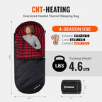 Heated Sleeping Bag for Adults (Black-Black Red)