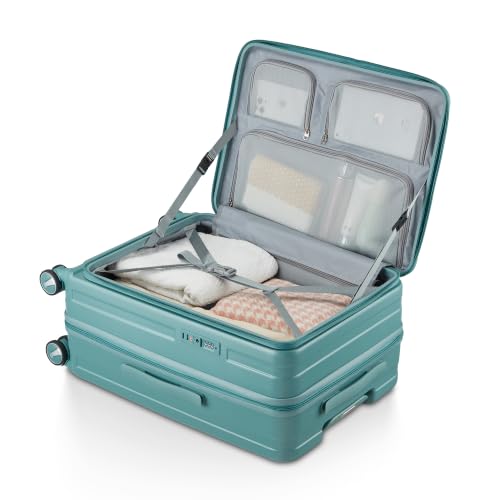 4 Piece Expandable Hardshell Pink Luggage Sets with Spinner Wheels (Turquoise Blue / 3 Piece Set)