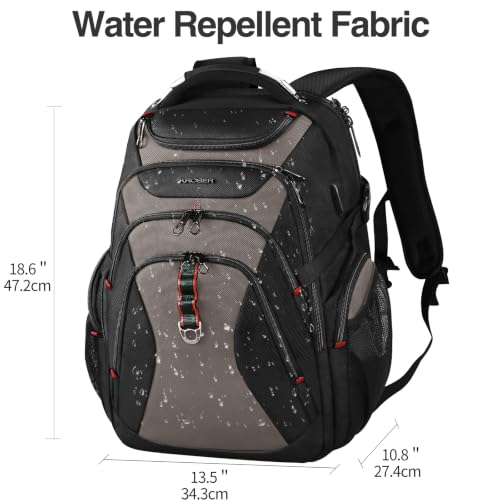 Laptop Backpack 17.3 Inch Computer Backpack for Men (Black/Light Browm / 17.3 inch)