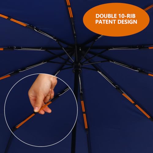 2 Pack 46 Inch Umbrellas ((2 pack)black+blue)