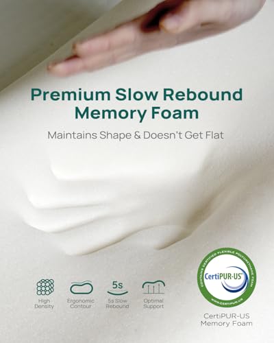 Memory Foam Neck Pillow for Pain Relief (Travel Size: 19"L x 11"W Medium / White)