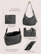 20L Crossbody Tote Bag Large Capacity Lightweight Hobo Shoulder Sling Bags for Gym Shopping Beach Travel (Classic Black)