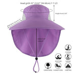 Outdoor UPF50+ Sun Hat Wide Brim Mesh Fishing Hat with Neck Flap (Large-X-Large / Purple)