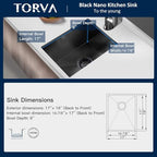 17 Inch Gloss Black Ceramic Coating with NanoTek Undermount Kitchen Sink (17 x 19 x 9 Inch / Dark Gray)