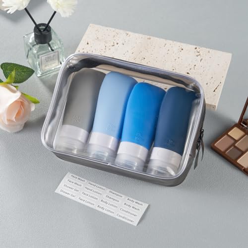 Travel Bottles for Toiletries (Blue 2oz / 2 Ounce)