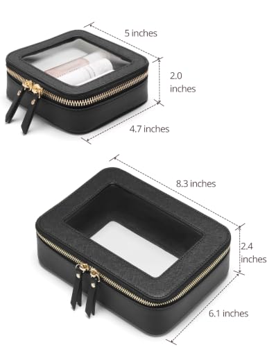 Clear Makeup Bag with Zipper (Black / Mini & Medium)