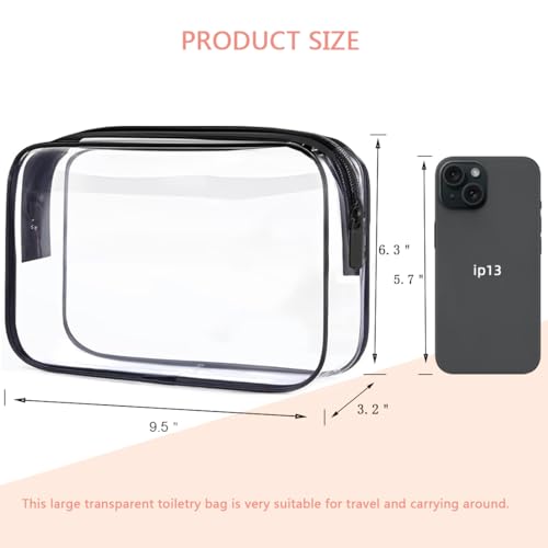 Clear Toiletry Bag (Large-Black-2 packs)