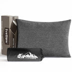 Memory Foam Travel Pillow Compressible Camping Pillow for Sleeping Shredded Memory Foam Pillow Compact Firm Supportive Travel Pillow for Adults Kids Outdoor Backpacking Hiking Essential Gear (S-12 Inchx16 Inch / Grey)