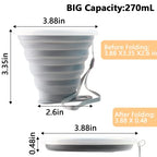 2 Pack Silica gel Collapsible Travel Cup 270ml (Grey & Blue)