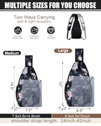 Crossbody Bags for Women Men Trendy Sling Bag Backpack Chest Bag (Large / Floral Pattern)
