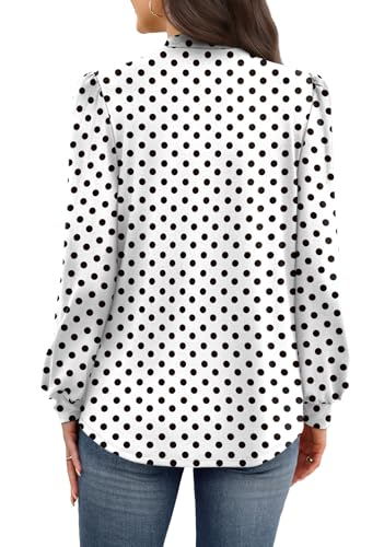 Winter Clothing for Women Fall Clothes Early Fall Fashion Must Haves Long Sleeve Shirts Blouses Dressy Casual Womens Tops Work Teachers Outfits White Polka Dot M (04 - White Polka Dot / Medium)