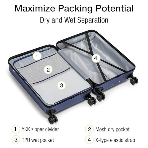 Luggage Sets 2 Piece Suitcase Set Hardshell 20 inch (Navy / 2-Piece Set (20/24))