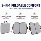 3 in 1 Foldable Gel Seat Cushion Featured with Memory Foam Breathable Seat Cushion for Pressure Relief (Gray - Mesh)