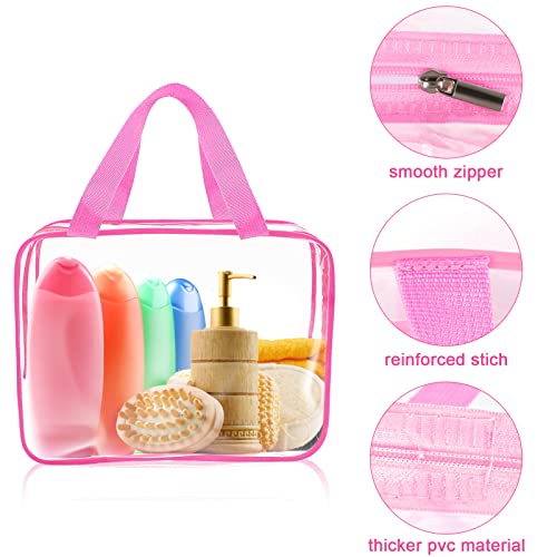 6 Packs Clear Makeup Bags (Rose Red-6PCS(Large+Medium+Small))