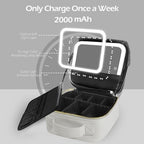 Travel Makeup Bag Cosmetic Bag Makeup Organizer Bag with Lighted Mirror (Silver / Woven)