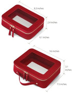Clear Toiletry Bag 2 Pack (Red / Dual Elegance)