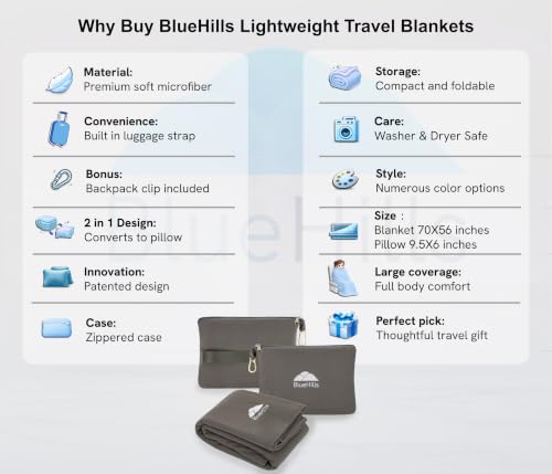 Premium Soft Lightweight Travel Blanket Pillow Airplane (L01-gray)