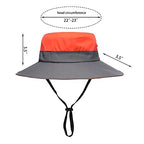 Womens Summer Sun Hat Beach Hat Wide Brim Outdoor UV Protection Hat Foldable Cool Mesh Ponytail Bucket Hat (6-7 / Orange-grey)
