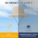 Waterproof Bucket Hats for Woman UPF 50+ Sun Hat Beige (Beige)
