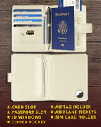 Passport Holder Wallet Cover for Travel with Airtag RFID for Women Men (White)