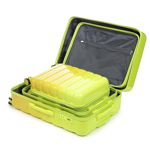 3 Piece Luggage Sets (Green+Yellow)