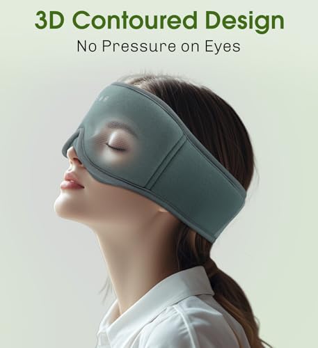 Bamboo Cotton Large Sleep Mask with Bluetooth Wireless Headphones (Gray)