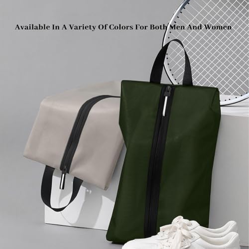 Shoe Bags for Travel Waterproof Odor Absorbing Lightweight Golf Soccer Shoe Storage Organizer Pouch with Smooth Zipper and Handle (Dark Green / 16.5 × 9.8 Inches | 1-Pack)
