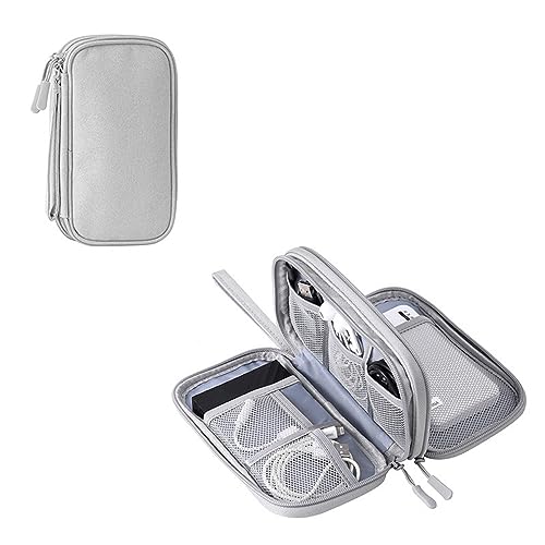 Electronic Organizer Travel Cable Accessories BagPouch Portable Waterproof Storage Bag Electronic Organizer Case for Cable (Light gray)