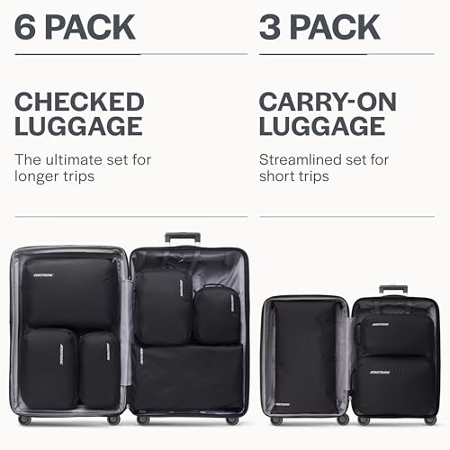Ultralight Compression Packing Cubes for Travel (3-Pack / Black)