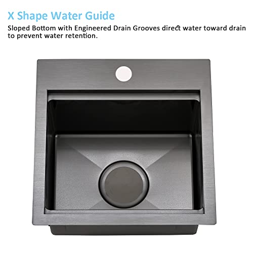 Drop In Bar Sink Black (15"L x 15"W x 10"D / Black)