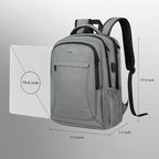 15.6 Inch Travel Laptop Backpack with USB Port (Grey)