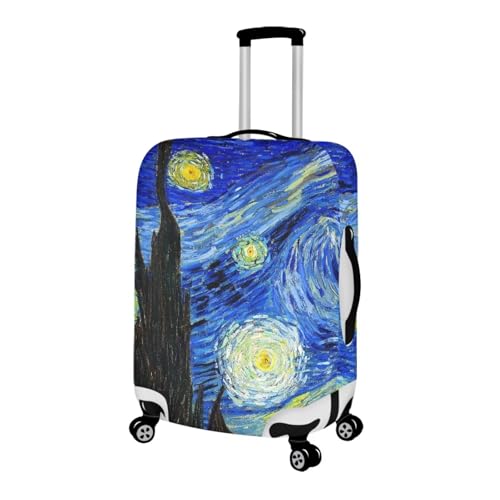 Starry Night Print Travel Luggage Cover Elastic Baggage Protector for Women Girls (S(for 18-21 inch luggage) / Blue Starry Night)