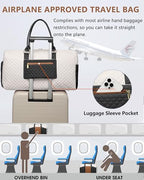 Women Weekender Travel Duffle Bag (10-Black Beige Brown / Large)