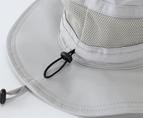 Womens Sun Hat Outdoor Wide Brim Boonie Sun Hat Summer Beach Hats UV Protection Fishing Safari Cap Light Grey (Large / Light Grey)