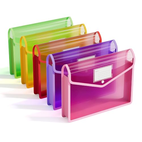 Plastic Expanding File Folders (5 Pcs-dopamine / Letter/A4)