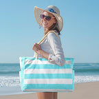 Beach Bags for Women Large Waterproof Beach Tote Bag Zipper Beach Bags Waterproof Sandproof Swim Pool Bag Large Tote (Lake Green)