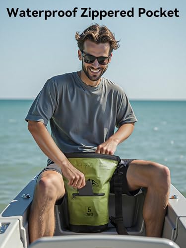Waterproof Dry Bag Backpack with Zippered Pocket (Green / 30L)