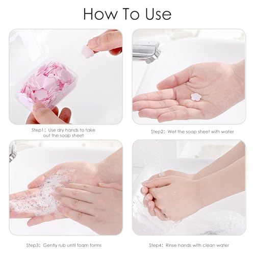 300pcs Portable Hand Washing Soap Sheets (Pink)