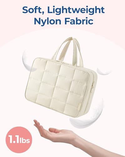 Travel Toiletry Bag with Jewelry Organizer (Beige-2 / Style2-medium Size)